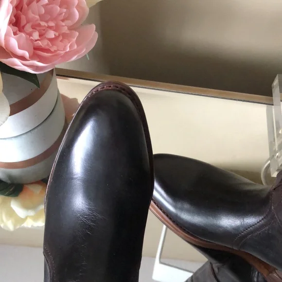 Frye Womens Dorado Buckle Riding Boot Dark Brown Full Grain - Picture 7 of 13